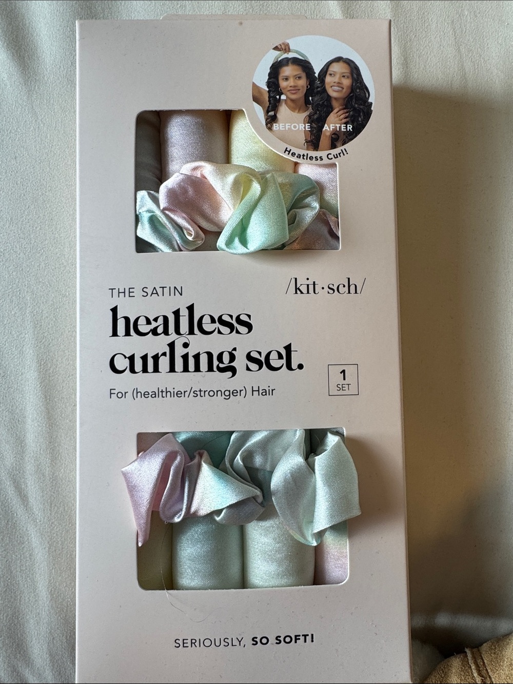 Kitsch Satin Heatless Curling Set - Pastel Pink, Mint, Lilac